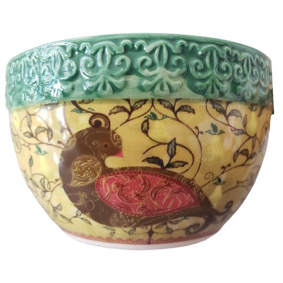 Partridge Bird Floral Pattern Serving Dip Bowl & Spreader -Jo-Anne 2013 Boxed - Picture 2 of 13